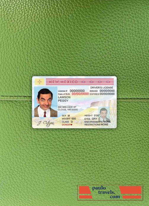 USA State New Mexico DL photolook FRONT PSD template